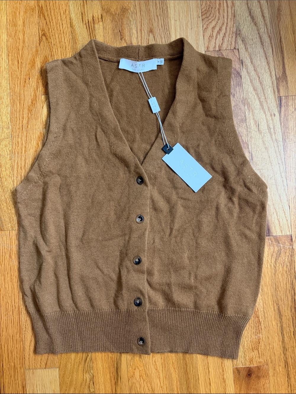 ASTR Brown Men's V-Neck Button Sweater Vest